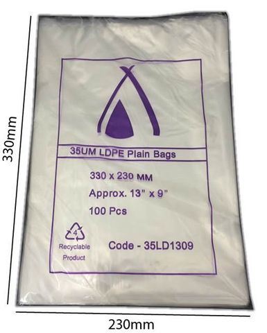 Polybag Plain 330X230X35Um / 100 Pack