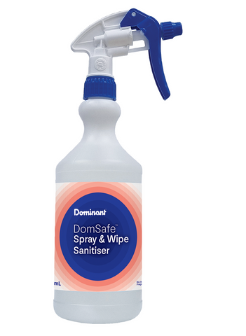 Dominant Dispensing Bottle 750ml DomSafe Spray & Wipe Triggers & Labels