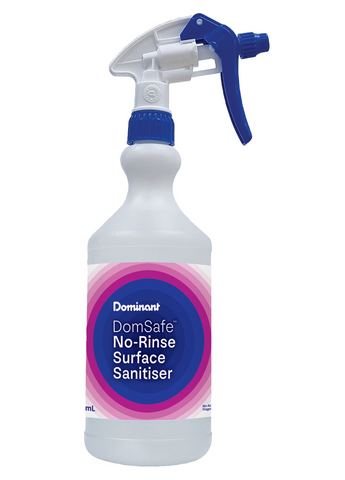 Dominant Dispensing Bottle 750ml DomSafe No Rinse Sanitiser  Triggers & Labels