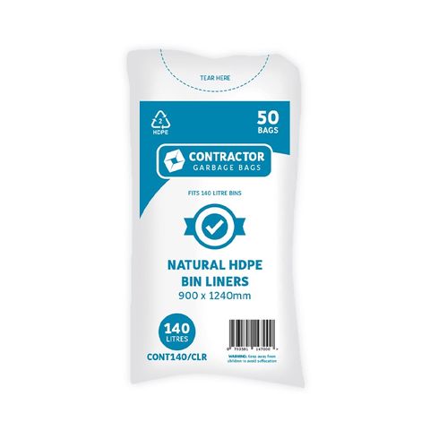 140L Contactor Clear HDPE Bin Liner