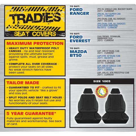Tradies Grey Front Seat Cover - Ranger BT50 Everest (pair)