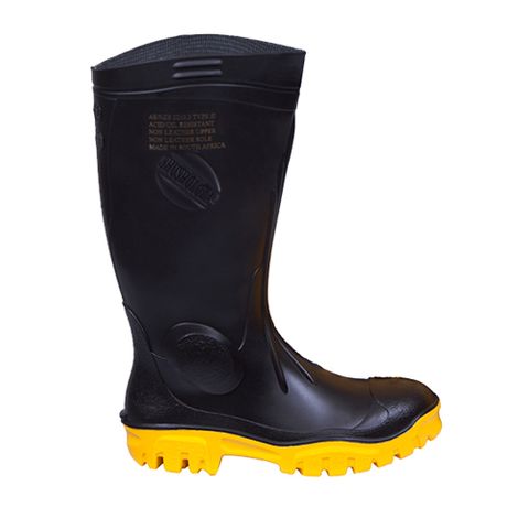 Stimela Gumboots Black & Yellow with Safety Toe Cap