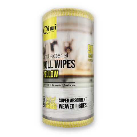 Q AntiBac Roll Wipes Yellow 90s 4rol/ctn
