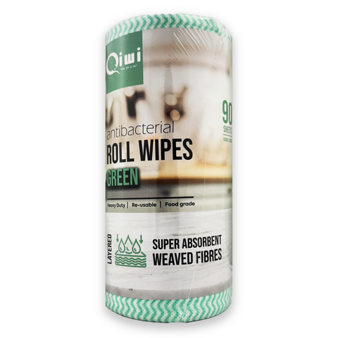 Q AntiBac Roll Wipes Green 90s 4roll/ctn