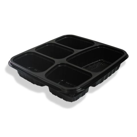 Square Container Base & Lid 3-Compartments Black Ctn/150 Sets