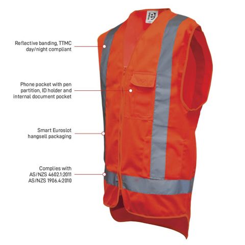 Hi-Vis Orange Day/Night Safety Vest