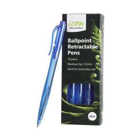 Icon Ball Point Pen Blue 1.00mm 10pk