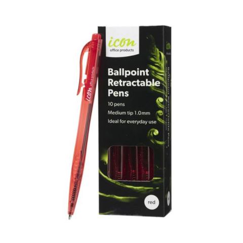 Icon Ball Point Pen Red 1.00mm 10pk