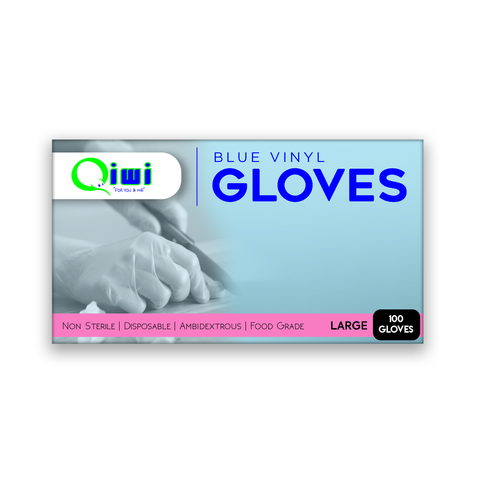 Q Blue Vinyl Gloves PF Large 10pk/ctn