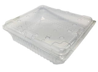 Q 1kg PET Fruit Cont. HOLE H/Lid 200/ctn