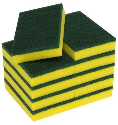 Scouring Sponge Green/Yellow 10pcs/pk