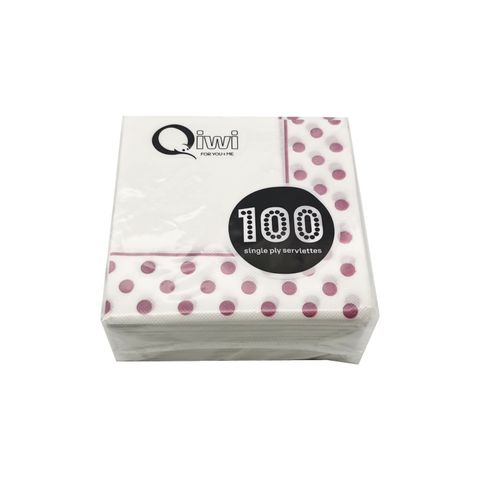 Q Purple P/Dot Napkin 100's 3000pcs/ctn