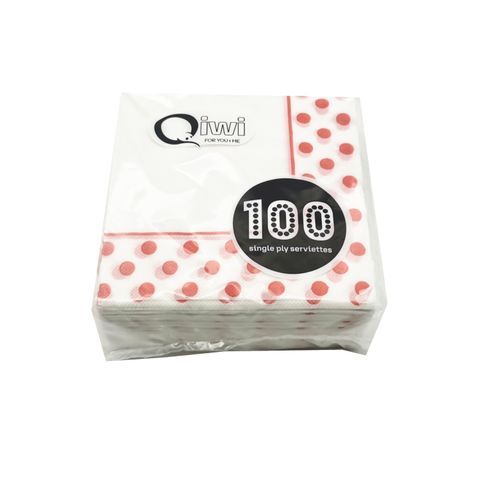 Q Red P/Dot Napkin 100's 3000pcs/ctn