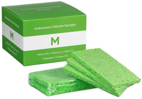 M Cellulose Sponges Green 3pc/pk 5pk/ctn