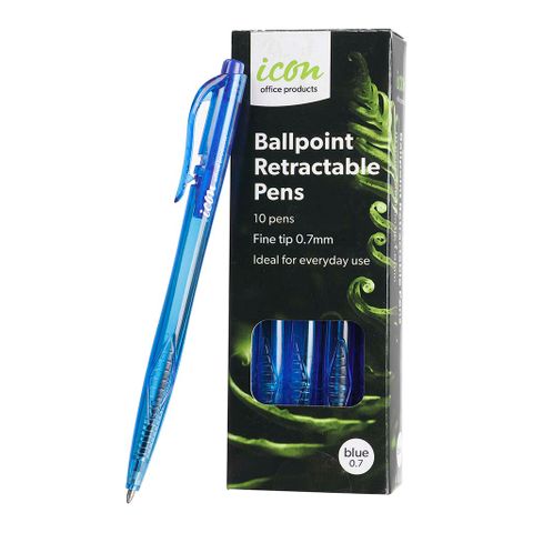 I Ball Point Pen Blue Fine 0.7mm 10pk