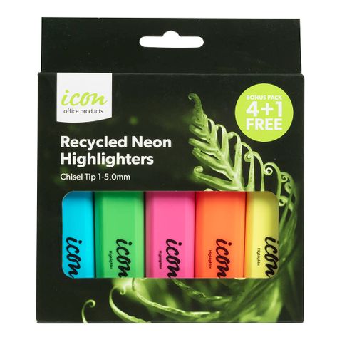 I Neon H/Lighter Assrt. Chisel Tip 4+1pk