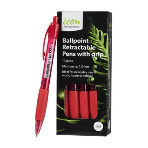 I Grip Ball Point Pen Red 1.00mm 10pk