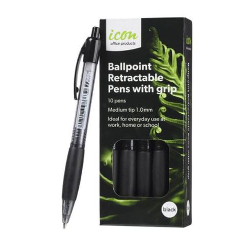 I Grip Ball Point Pen Black 1.00mm 10pk