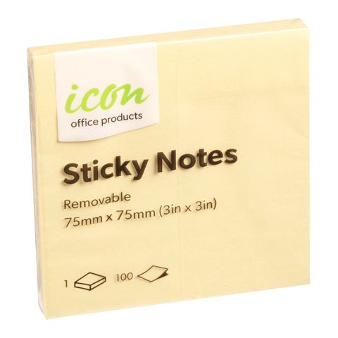 I Sticky Note Yellow 75x75mm 100 Sheets