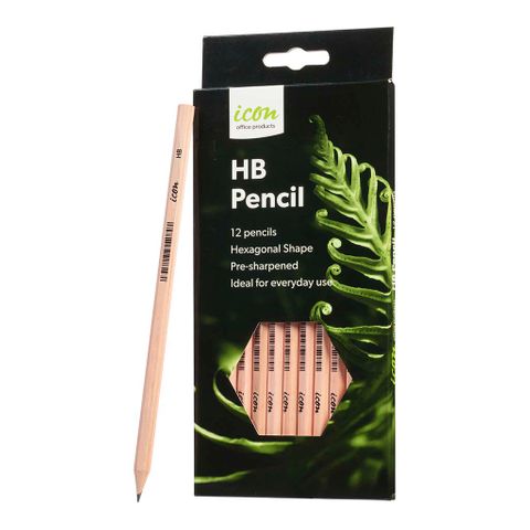 Icon HB Pencil Hexagonal Natural 12pk