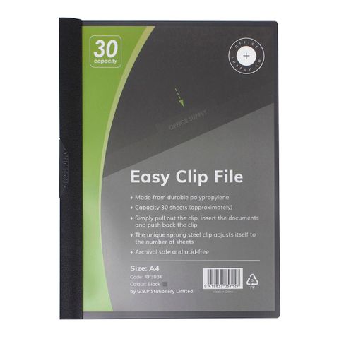 OSC Clip Easy File A4 Black 30sht