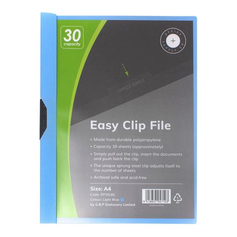 OSC Clip Easy File A4 L/Blue 30sht