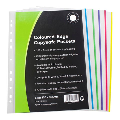 OSC Copysafe Pockets A4 Assorted 100pk