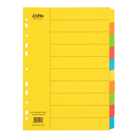 I C/B Dividers A4 10 Tab Coloured 10pk