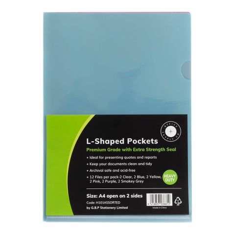 OSC L Shaped Pockets A4 Assrtd.12pk