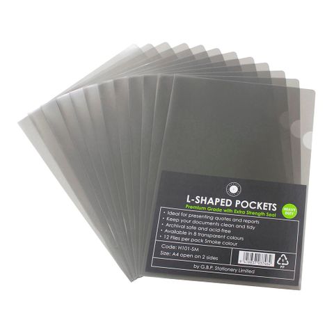 OSC L Shaped Pockets A4 Smoke 12pk