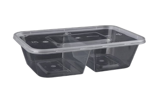 SS 650ml 2C Rectangle Cont/Lid 300sets/c
