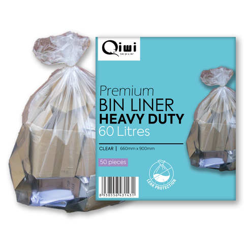 Q Rubbish Bag 60L CLEAR 50pcx10pk 500pc/