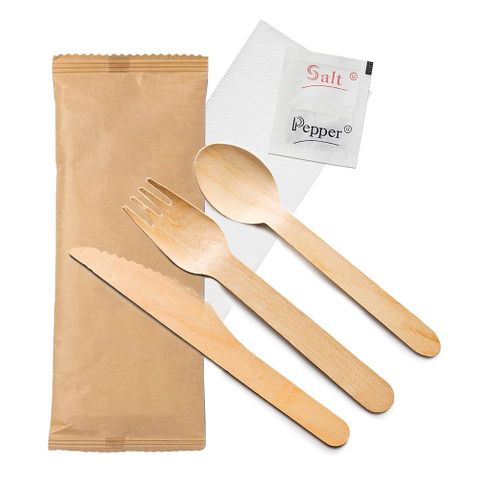 Q Wooden Cutlery Set 6 in 1 500pk/ctn