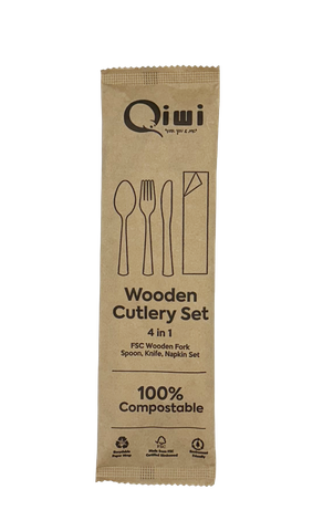 Q Wooden Cutlery Set 4 in 1 500pk/ctn