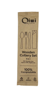 Q Wooden Cutlery Set 4 in 1 500pk/ctn