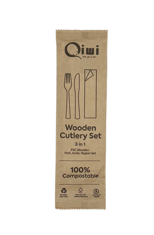 Q Wooden Cutlery Set 3 in 1 500pk/ctn