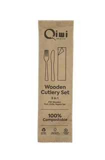 Q Wooden Cutlery Set 3 in 1 500pk/ctn
