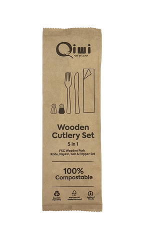 Q Wooden Cutlery Set 5 in 1 500pk/ctn