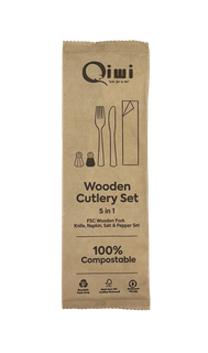 Q Wooden Cutlery Set 5 in 1 500pk/ctn