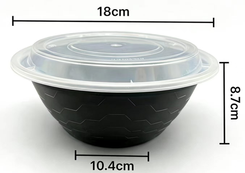 Q 1120ml Round Cont. Set Black 150pcs/ct