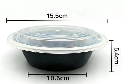 Q 500ml Round Cont. Set Black 150pcs/ctn