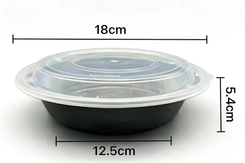 Q 700ml Round Cont. Set Black 150pcs/ctn