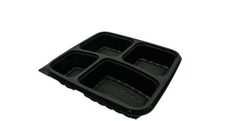 Q PP 4 Comp A Container Black 300pcs/ctn