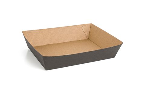 Q Kraft Black Food Tray #3 - 300pcs/ctn