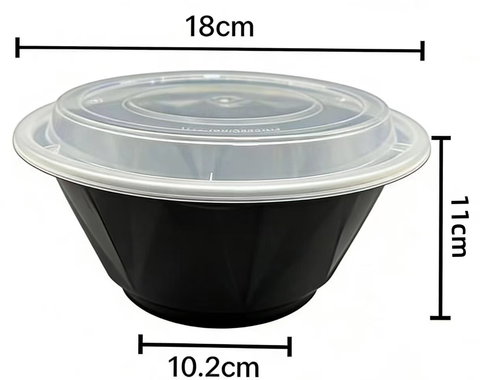 Q 1250ml Round Cont. Set Black 150pcs/ct