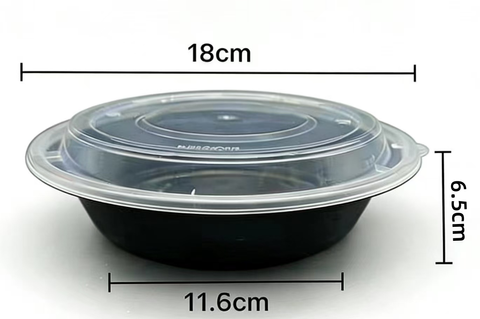 Q 850ml Round Cont. Set Black 150pcs/ctn