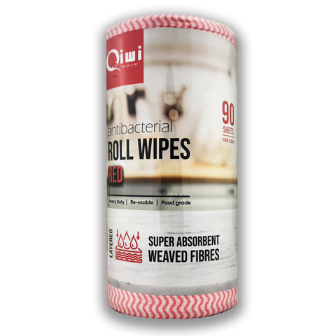 Q AntiBac Roll Wipes Red 90s 4roll/ctn