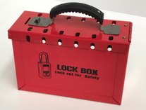 LOCKOUT BOX RED 230X150X95