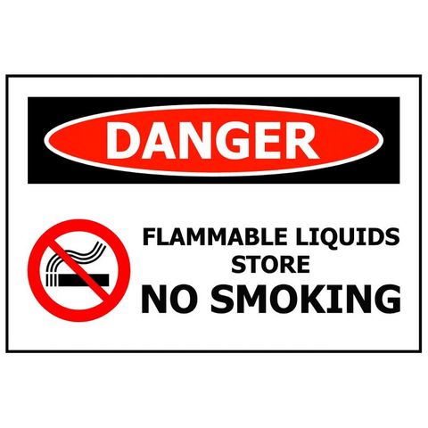 SG DANGER FLAMMABLE LIQUIDS STORE NO SMOKING SIGN