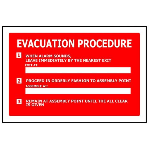 SG EMERGENCY EVACUATION PROCEDURE SIGN